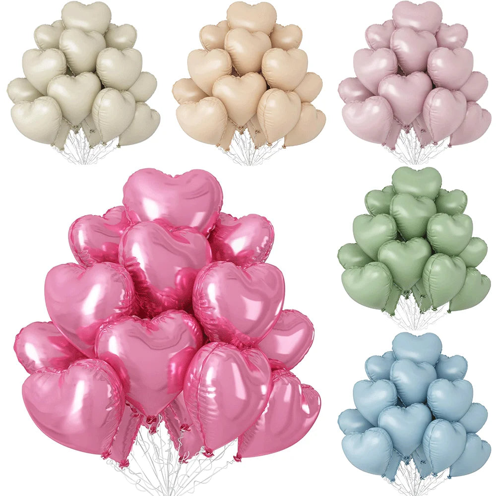 20Pcs Heart Balloons 18inch Cream Pink Love Heart Shaped Balloon Girls Birthday Party Bridal Wedding Valentine's Day Decorations