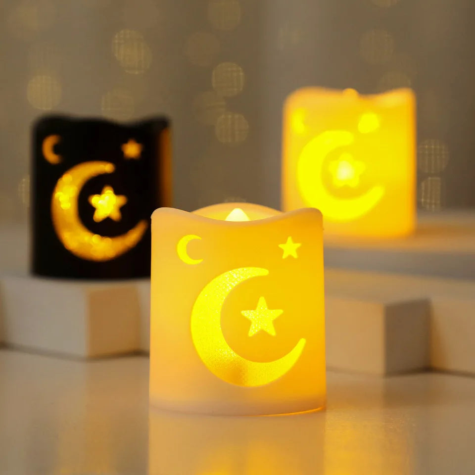 LED Eid Mubarak Lamp,Eid Decorations for Home,Islamic Ramadan Lantern,Candle Lamp Table Centerpiece,Decorative Lanterns as Gifts