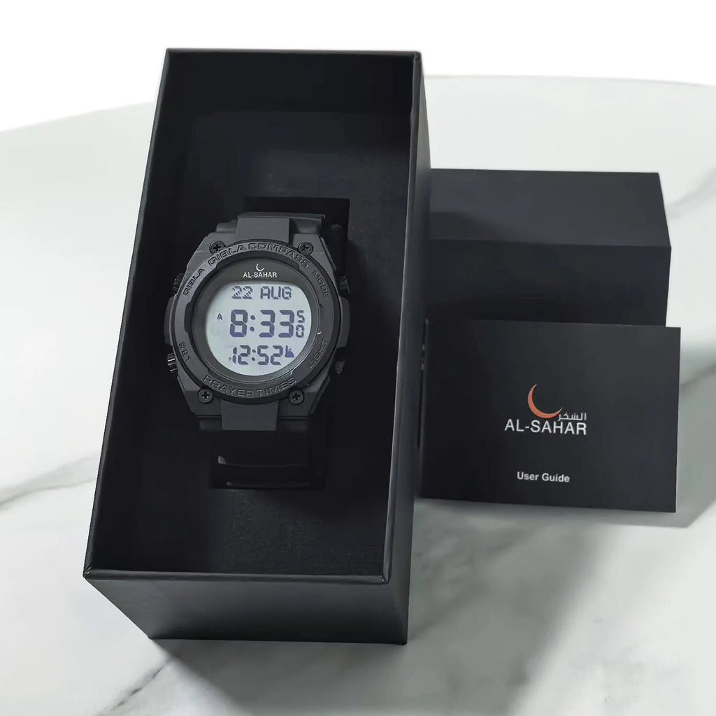 2025 New Arrival Muslim AZAN Watch Digital Sport Alarm AL FAJR Prayer Times Muslim Islamic Arabic Dial Qibla Clock