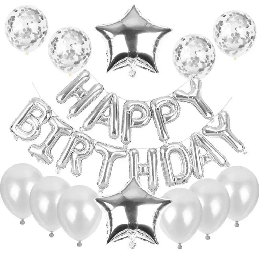 25pcs/set Happy Birthday Balloons Set Foil Letter Balloon Garland Bunting Banners Kids Birthday Party Babay Shower Decoration
