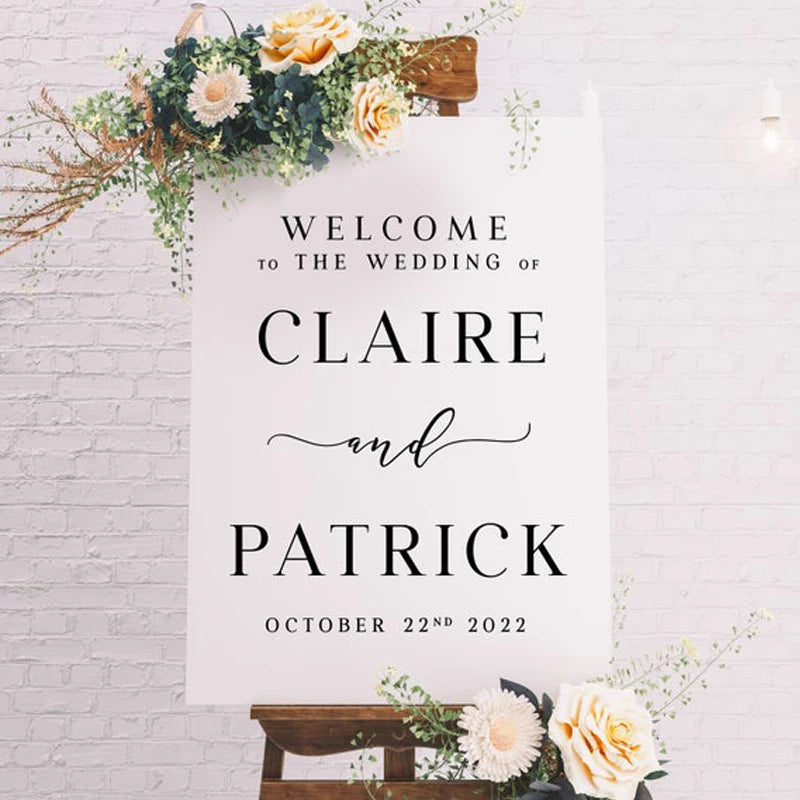 Welcome To Our Wedding Entry Sign Custom Names Vinyl Decal For Mirrors Wedding Decor Custom Welcome Wedding Sign Sticker
