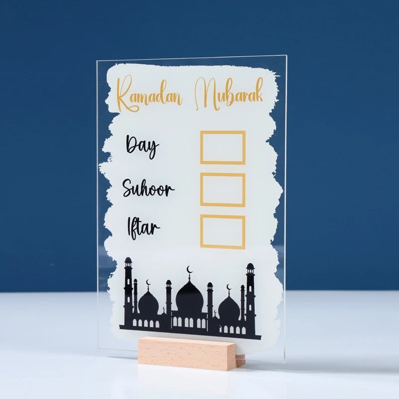 Ramadan Countdown Calendar Acrylic Eid Mubarak Ornament Kareem Ramadan Decoration 2025 For Home Islamic Muslim Party Decor Gifts