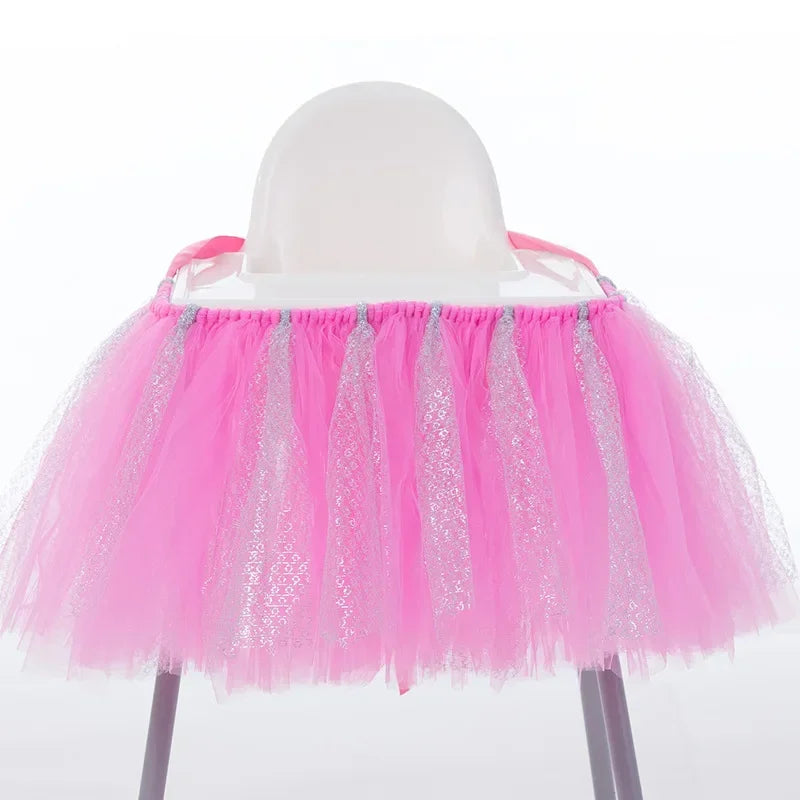 Tutu Chair Skirt Mesh Chair Skirt Children's Table Chair Skirt Party Decorative Chair Skirt Baby Birthday Party Decoration