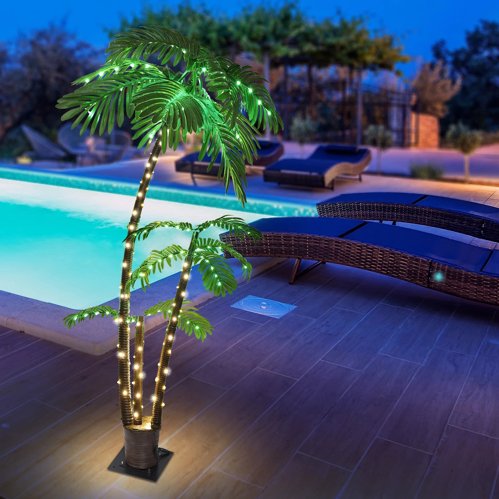 6ft Lighted Palm Tree LED Artificial Palm Tree for Tiki Bar Christmas Decoration