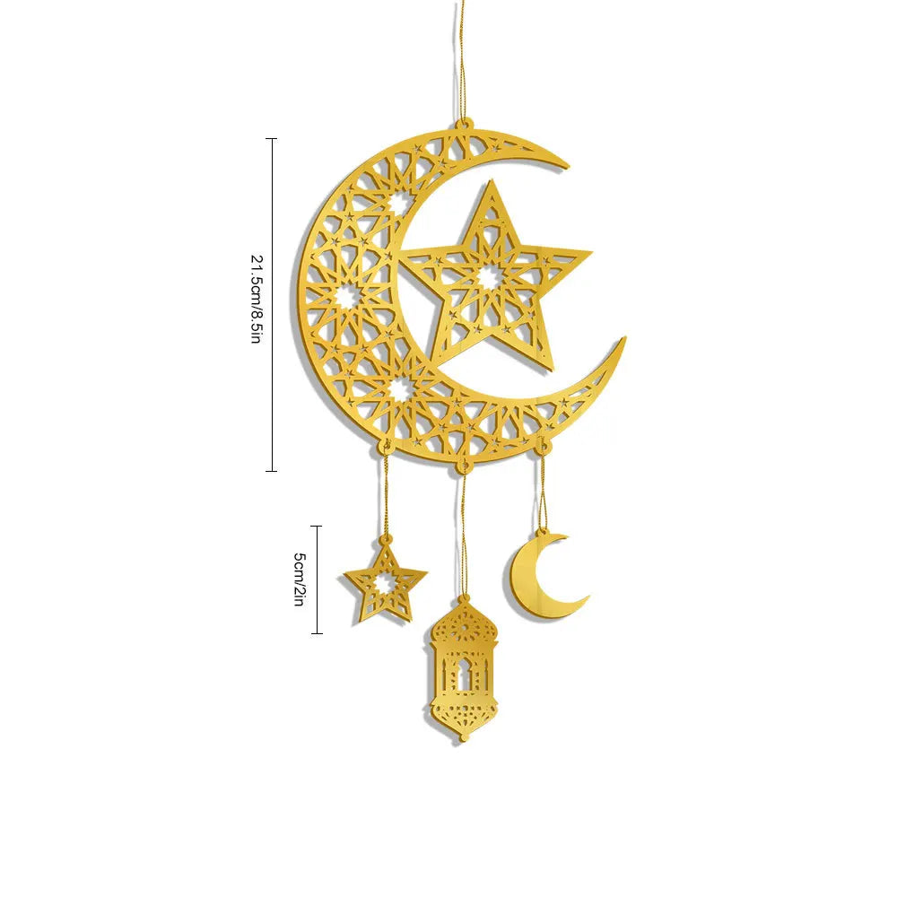 1PC Acrylic Ramadan Kareem Moon Star Wall Pendant Eid Mubarak Ornaments for Home Eid Al Fitr Muslim Islamic Holiday Party Decor