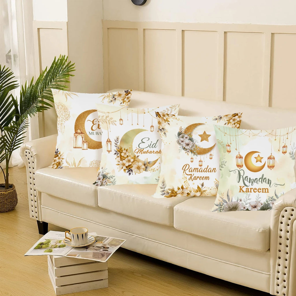 Eid Mubarak Cushion Cover Pillow Case Ramadan Kareem Decoration For Home 2025 Muslim Islam Party Decor Eid Al Adha Supplies