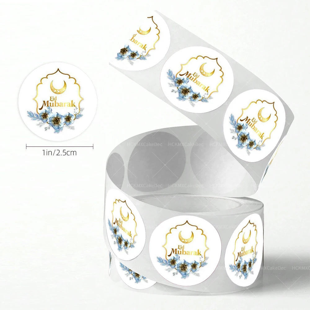 New EID Mubarak Stickers Gift Bag Candy Box Seal Lables Ramadan Kareem Paper Sticker Party DIY Decoration