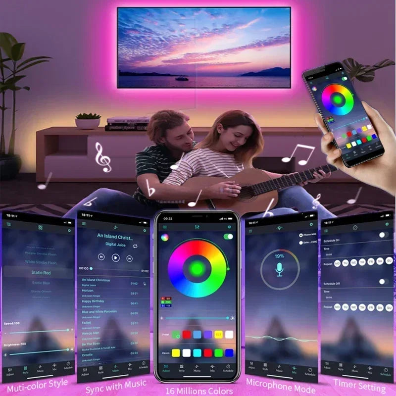 USB Led Strip Lights 5m 10m 20m 30m RGB Led Strip Light TV Backlight Flexible Ribbon Tape Luces Led Light for Room Decoration