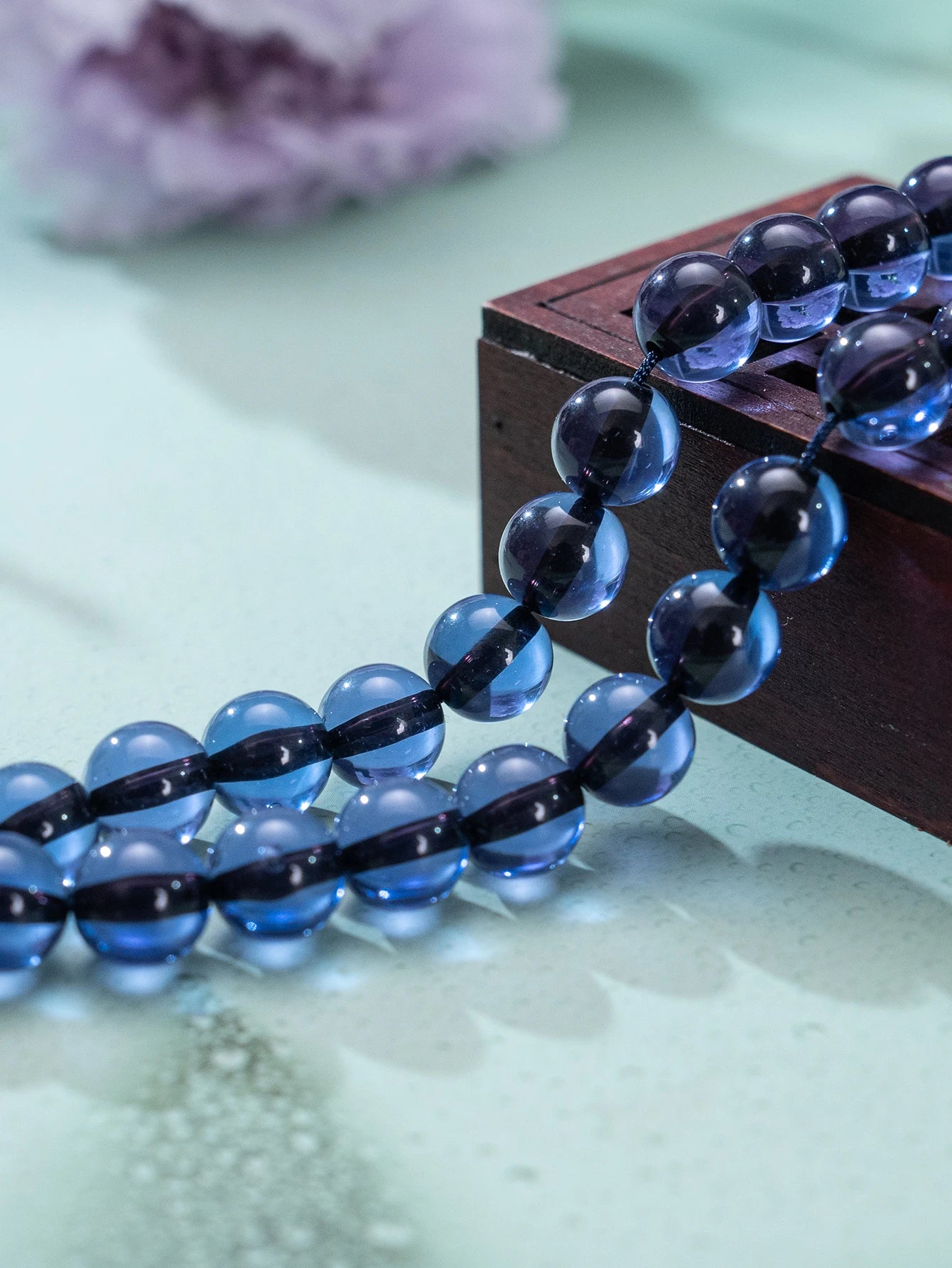 1 blue-brown-green three-color charm bracelet, 45 acrylic charms, patterned pendant, daily prayer counting gift