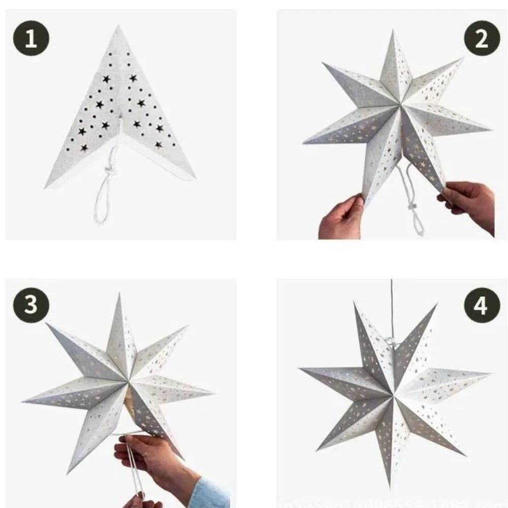 New Hollow Star Hanging Pendants 35/45cm Eid Mubarak Islam Muslim Light Paper Lantern Home Decorations