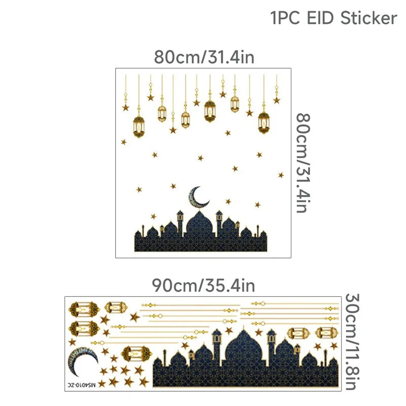 Eid Mubarak Wall Stickers Kareem Ramadan Decoration 2024 For Home Islamic Muslim Party Decor Mubarak Ramadan Window Sticker Gift