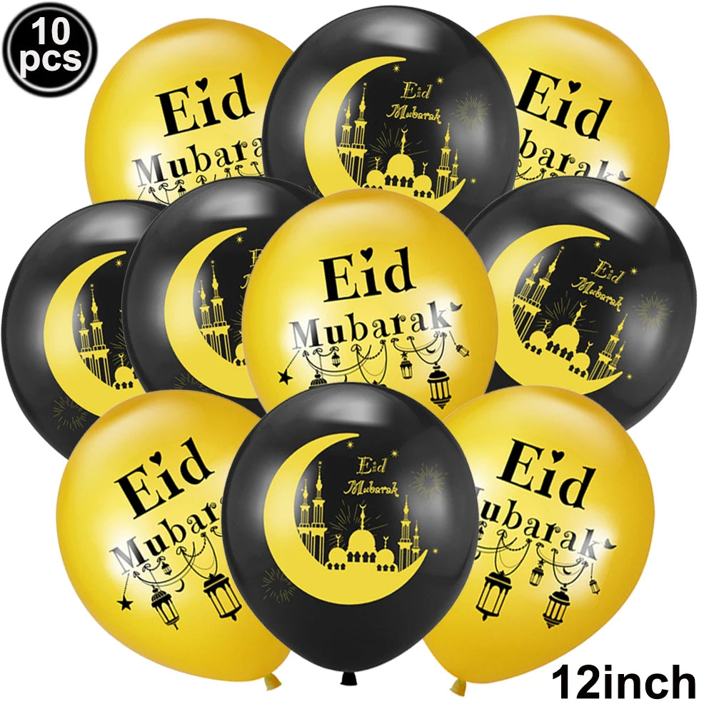Eid Mubarak Banners Ramadan Mubarak Kareem Decorations Hanging Swirls Streamer Moon Star Party Decor lslam Muslim Party Supplies