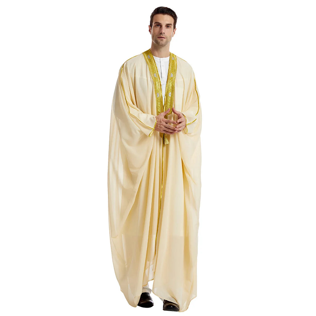 Eid Muslim Men Jubba Thobe Mens Cardigan Abaya Long Dress Islamic Ramadan Kimono Long Robe Saudi Arabic Musulman Caftan Dubai