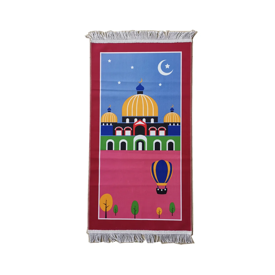 Muslim Children Prayer Rugs Islamic Kids Hajji Gift Mat Janamaz Sejadah