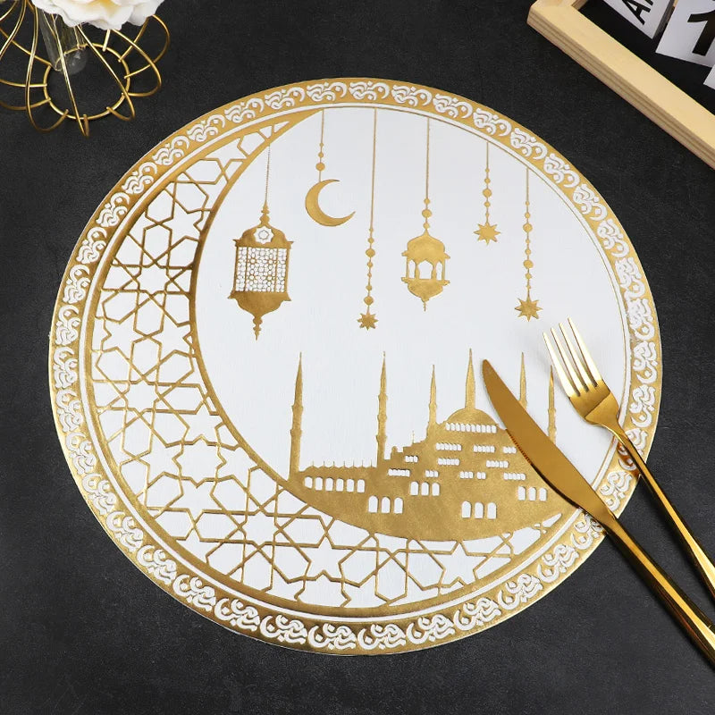 Ramadan Moon and Flower Patterns Table Festive Party Decorati, Suitable for Families, Hotels, Restaurants Eid Party Decor