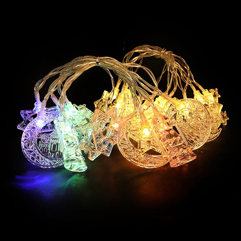 1.5M EID Mubarak LED String Lights Moon Star Castle Lantern Light Islam Muslim Festival Party Ramadan for Home Decoration 2026