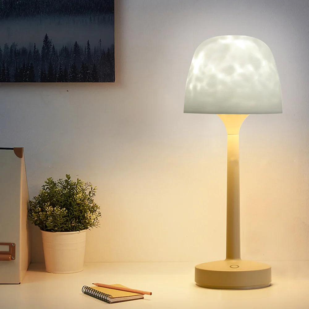 16 Color Water Ripple Atmosphere Desk Lamp Mushroom Table Lamp LED High Footed Desk Lamp with Remote Projection Atmosphere Light
