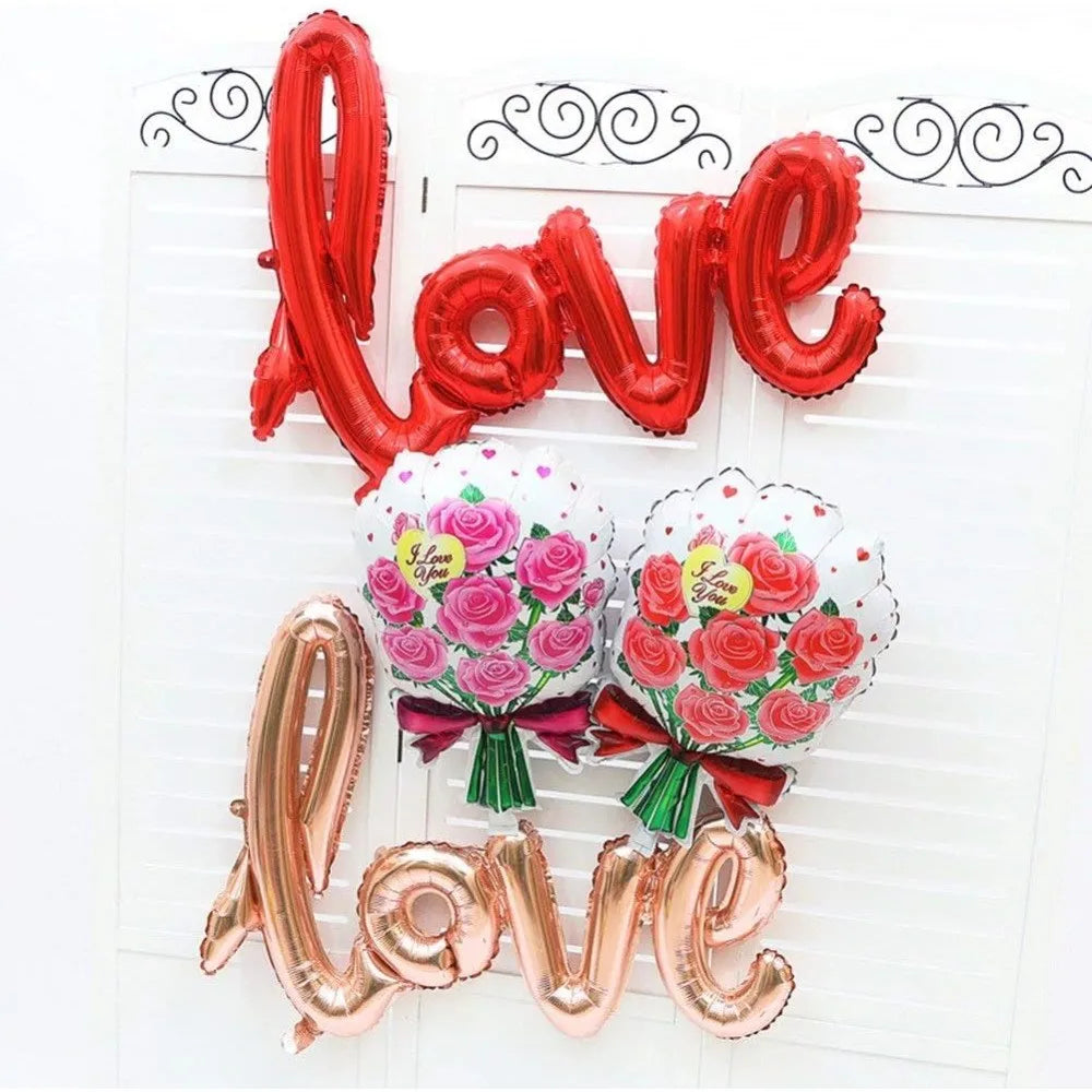 1-5pcs Small Love Foil Balloons 54*38cm Letters with Heart Balloons for Valentines Day Wedding Anniversary Engagement Supplies