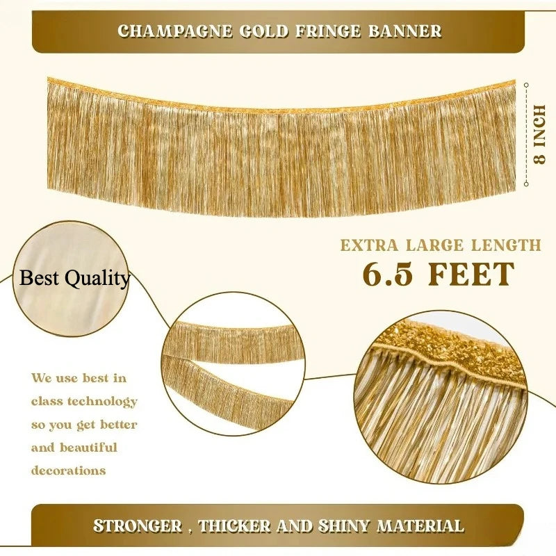 Gold EID Party Decorations Happy Birthday Banners Circle Twinkle Star Garland Metallic Tinsel Banners Hanging Streamer Backdrop