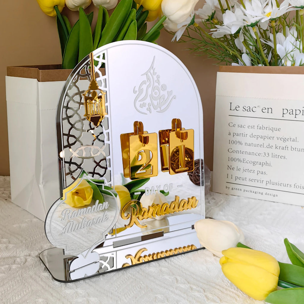 Ramadan Kareem Countdown Calendar Ornament Eid Mubarak Decoration 2025 For Home Muslim Islamic Festival Eid Al-Fitr Party Favors