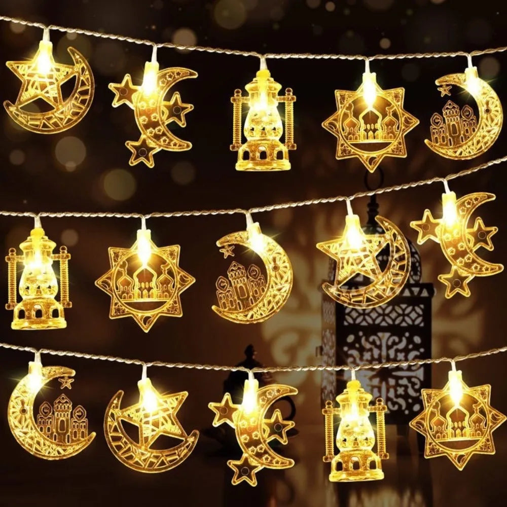 Ramadan Decorations 2026 Moon Star Castle LED String Lights Islam Muslim Festival Party Lantern Eid Mubarak Decoration for Home