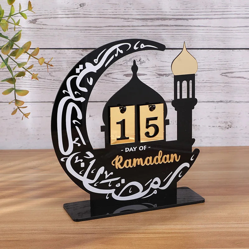 Black Gold Ramadan Countdown Calendar Gift Day Of Acrylic Ramadan Calendar Ornament With Replacing Number 2025 Eid Mubarak Decor