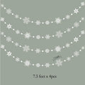 White Clear Snowflake Garland Hanging Snow Flake Kit Christmas and New Year Party Decoration for Home Winter Wonderland 4Strings