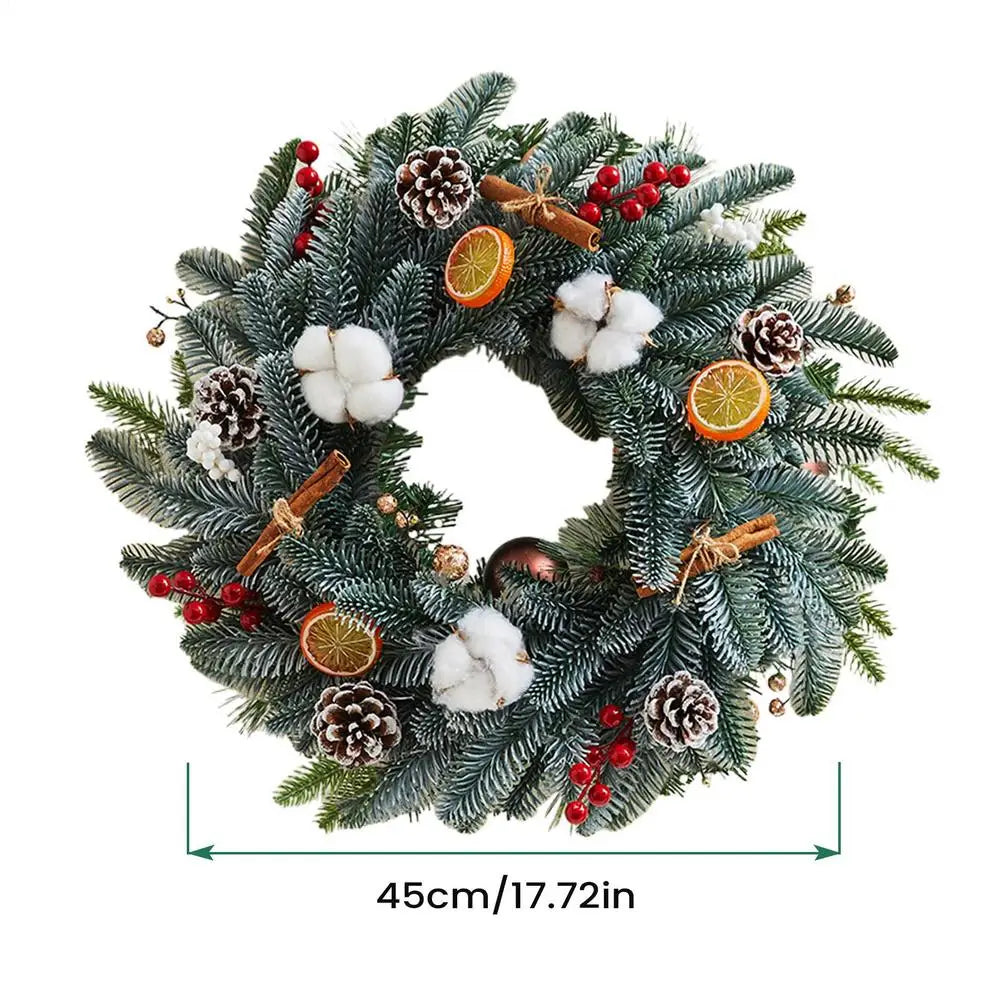 45cm Christmas Decoration Wreath For Front Door Red Berries Flower Garland Xmas Ornament Window Wall Hanging Decor