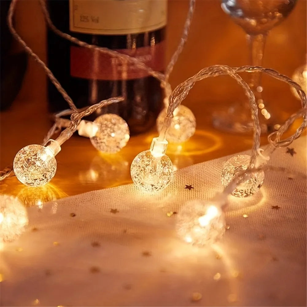 10/20/40/80LED Bauble LED String Lights Battery Powered Garland Fairy Lights for EID Mubarak Bedroom Wedding Valentine's Day