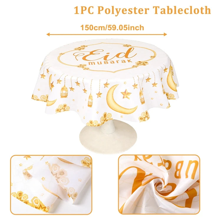 Eid Mubarak Tablecloths Ramadan Decoration 2025 for Home Islamic Muslim Party Decor Ramadan Kareem Tableware Eid Al Adha Gifts