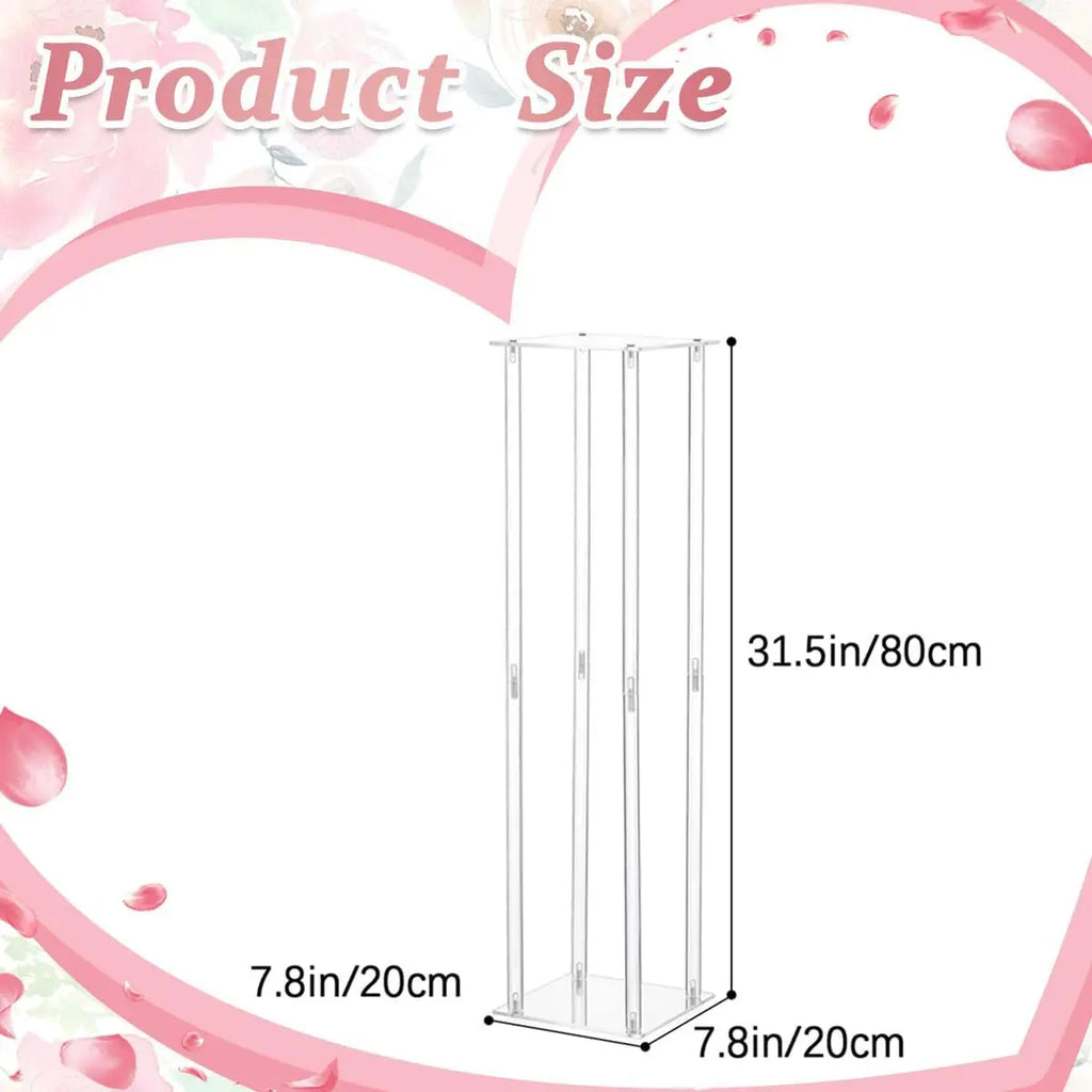 8PCS Crystal Vases for Wedding Centerpieces Acrylic Flower Stand 31.5inch Tall Pedestal Vases Display Holder for Birthday Party