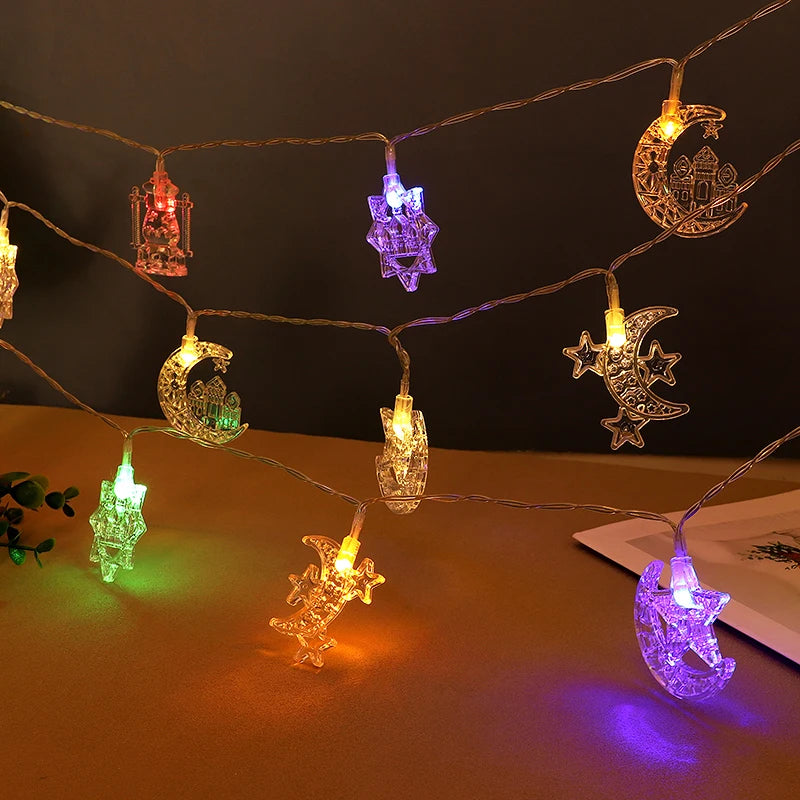 1.5M EID Mubarak LED String Lights Moon Star Castle Lantern Light Islam Muslim Festival Party Ramadan for Home Decoration 2026