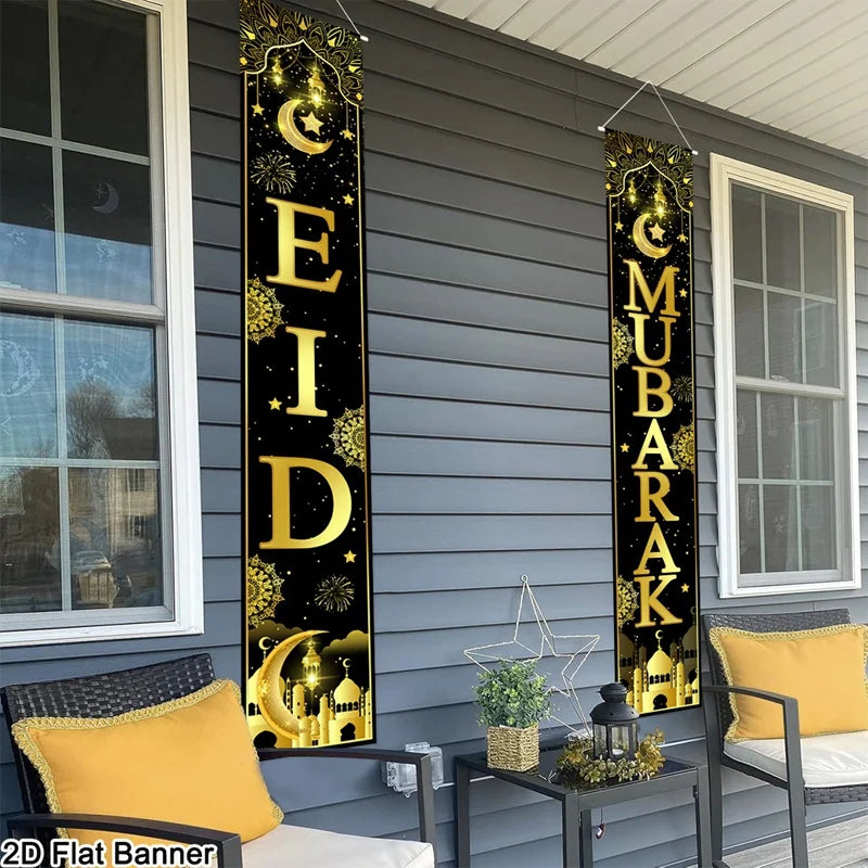 Eid Mubarak Door Banner Ramadan Decoration 2026 for Home Mubarak Ramadan Kareem Islamic Muslim Party Decor Eid Al Adha Gifts