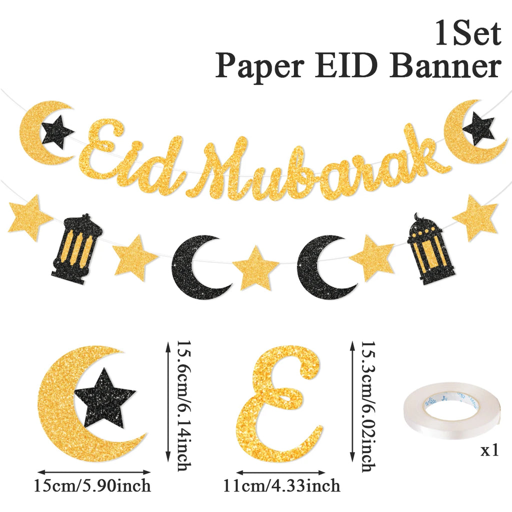 Eid Mubarak Ramadan kareem Banner Pull The Flag Eid Ramadan Decor For Home 2025 Ramadan Muslim Islamic Party Decor Supplies