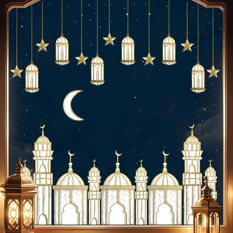 Eid Window Stickers Ramadan Decoration Eid Mubarak Decor for Home 2026 Ramadan Kareem Islam Muslim Party Supplies Eid Al-fitr