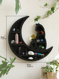 1pc Cat On The Moon Floating Wall Shelf Crystal Shelf Display Black Crystals Stone Essential Oil Small Plant Art Home Decoration