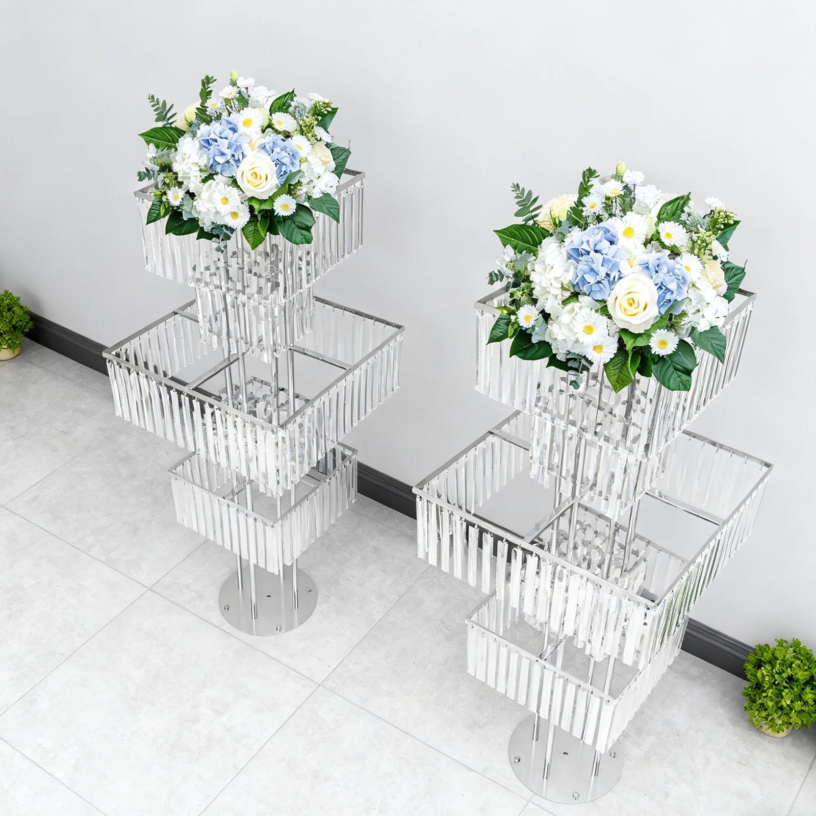 2pcs 5-Tier Flower Stand for Wedding Birthday Party Events Flower Vase Stand for Centerpieces Wedding Flower Stand Gold/silver