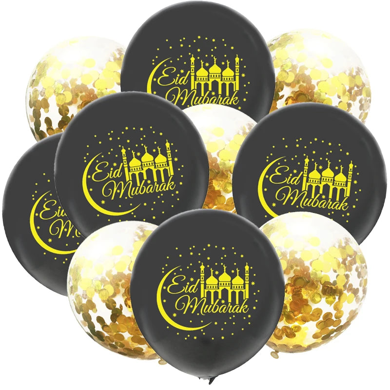 10Pcs Eid Mubarak Latex Balloon Ramadan Kareem Decoration Air Globos Ramadan Mubarak Muslim Islamic Festival Party Supplies 2024