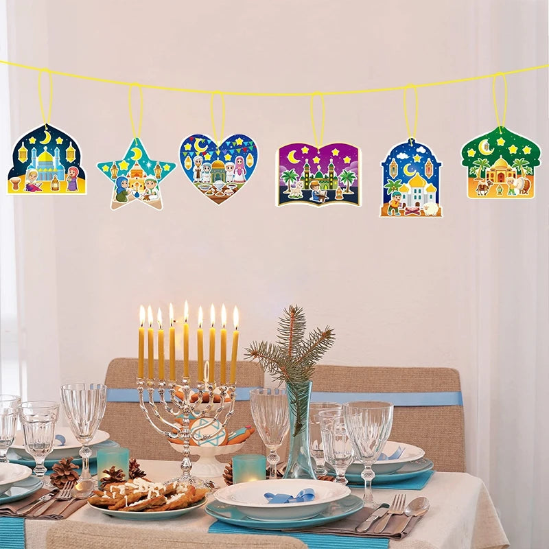 Muslim Eid Ramadan Party Gift Label Ramadan DIY Moon Stickers Eid Al-Fitr Festival Party Hanging Decor