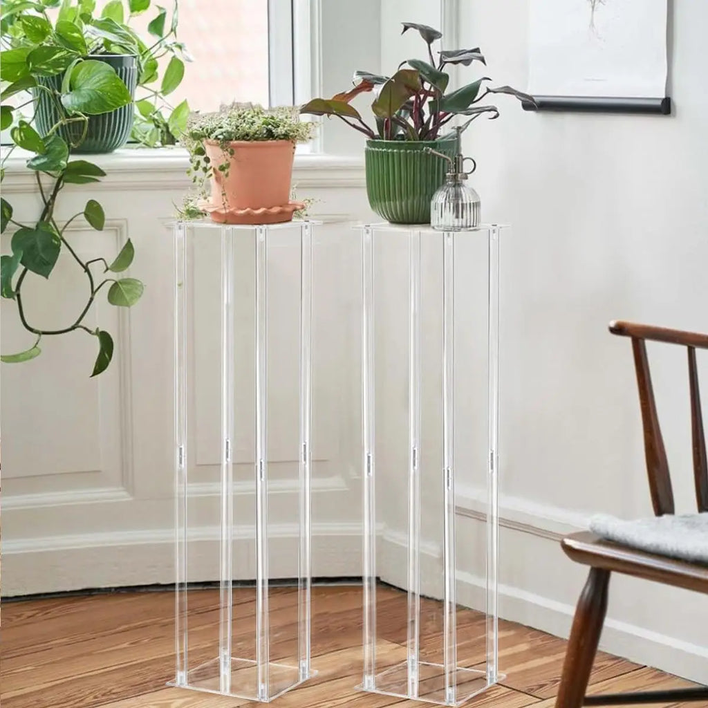 8PCS Crystal Vases for Wedding Centerpieces Acrylic Flower Stand 31.5inch Tall Pedestal Vases Display Holder for Birthday Party
