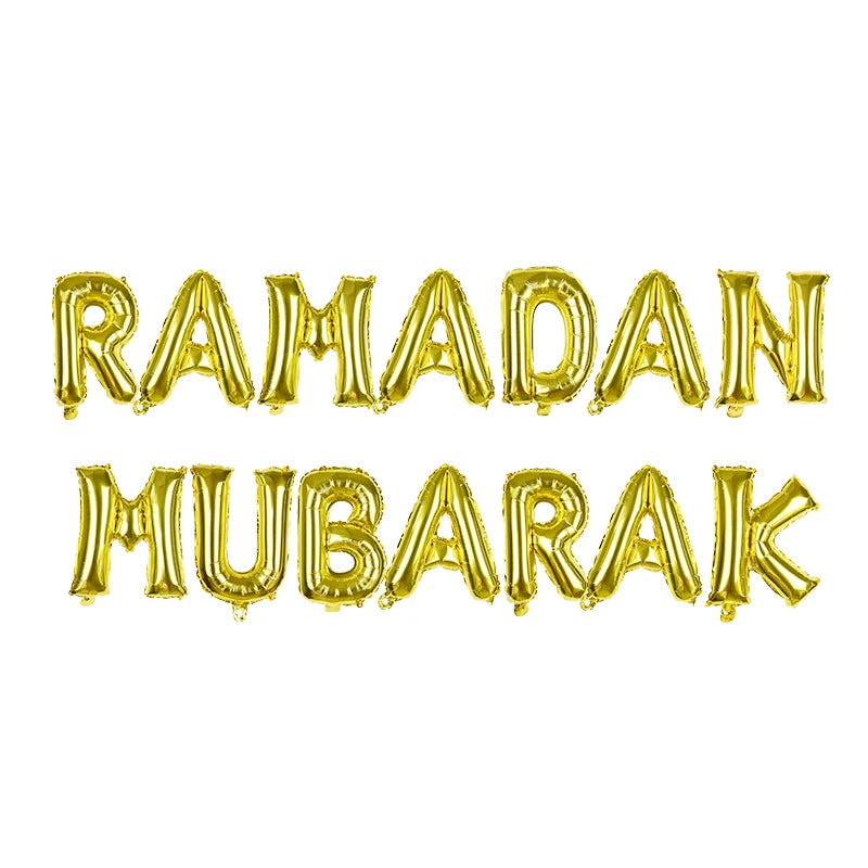 1Set Eid Mubarak Letter Foil Balloons Ramadan Kareem Decorations Star Moon Helium Globos 2024 Muslim Islamic Party Supplies Gift