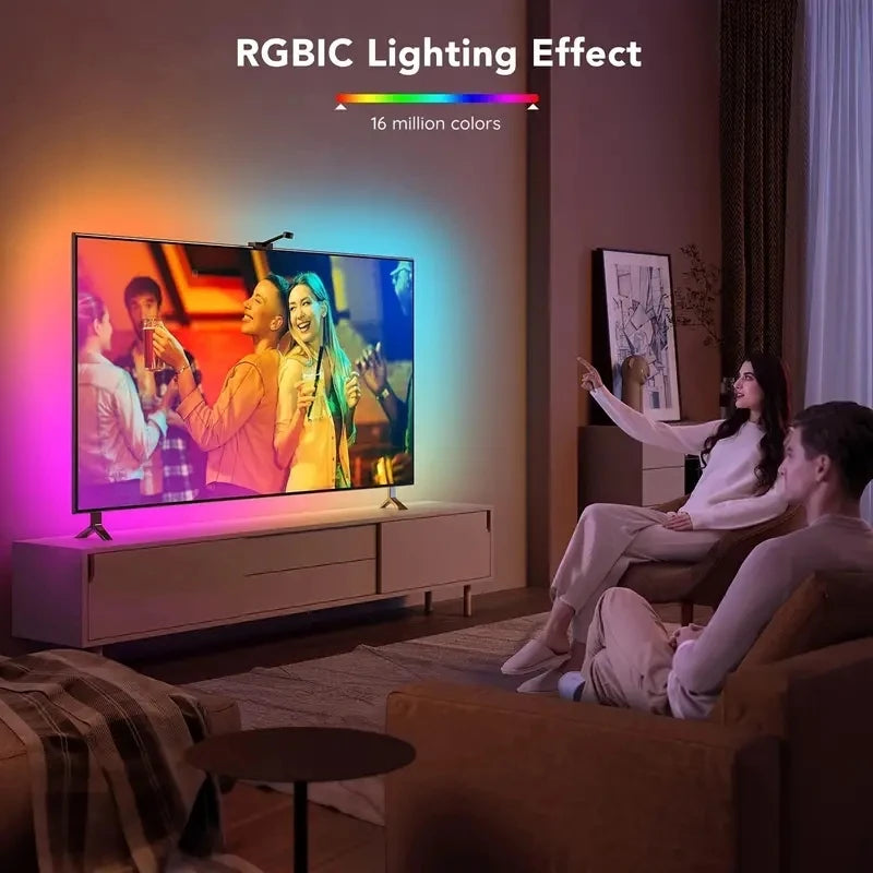 RGBIC LED TV Backlight Strip with AR Sensor Sync to Screen Ambient Lighting APP Control for 35-80 Inch TVs Monitors Gaming Room