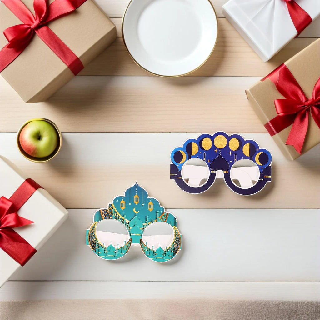 6Pcs Moon Festival Party Glasses Eid Mubarak Unique Paper Eyewear Fun Photo Props Festival Supplies Funny Glasses