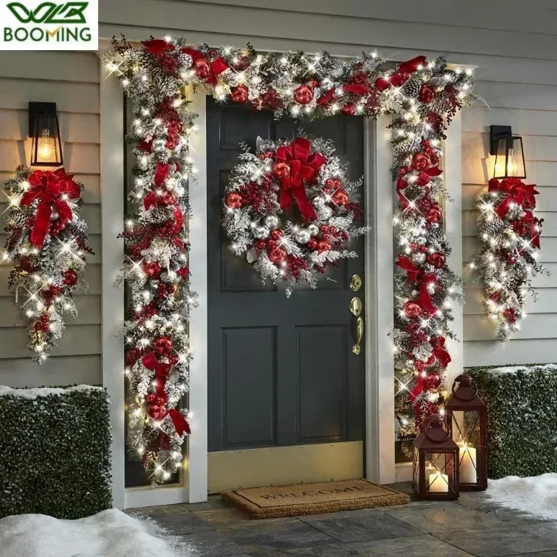2024 front door Christmas wreath decoration upside down tree vine Christmas door and window decoration supplies