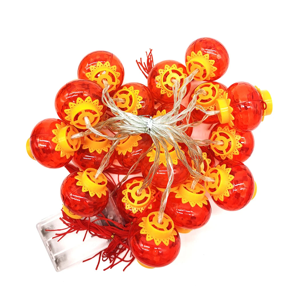 1PC LED Red Lanterns String Lights, 20LED Chinese Style Fairy String Lights Battery Operated Hanging Lanterns String Lights