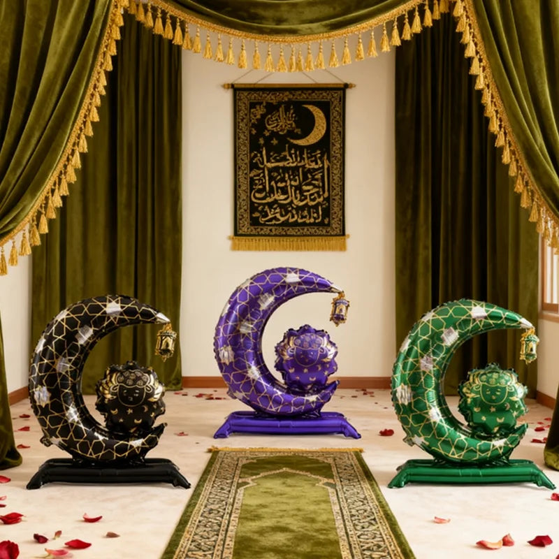 1/2-Piece Standing Eid Moon Sheep Balloon Set Eid Decorations for Moon Festival Gatherings & Parties Ramadan Photo Props
