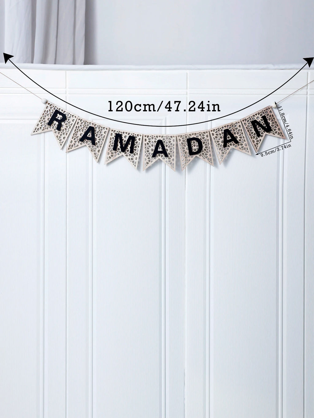 1Pc Wooden Ramadan Muslim Decor Banner Pull Flag Ramadan Kareem Hanging Ornaments Wooden Ornaments Eid Mubarak Happy Gift