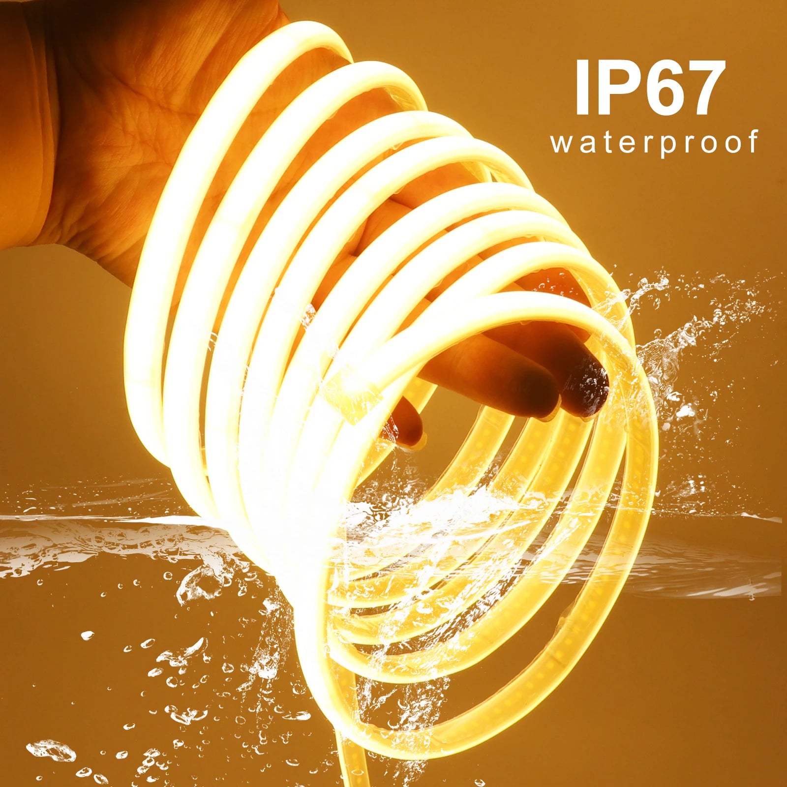 IP65 COB Self-adhesive Tape LED Neon Light Strips AC 230V RA90 Waterproof Outdoor Garden FOB Ribbon Lamp 2Pin Wire/EU Power Plug