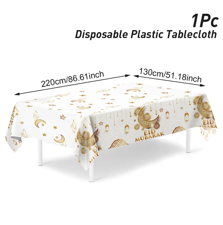 Eid Mubarak Tablecloths Ramadan Decoration 2025 for Home Islamic Muslim Party Decor Ramadan Kareem Tableware Eid Al Adha Gifts