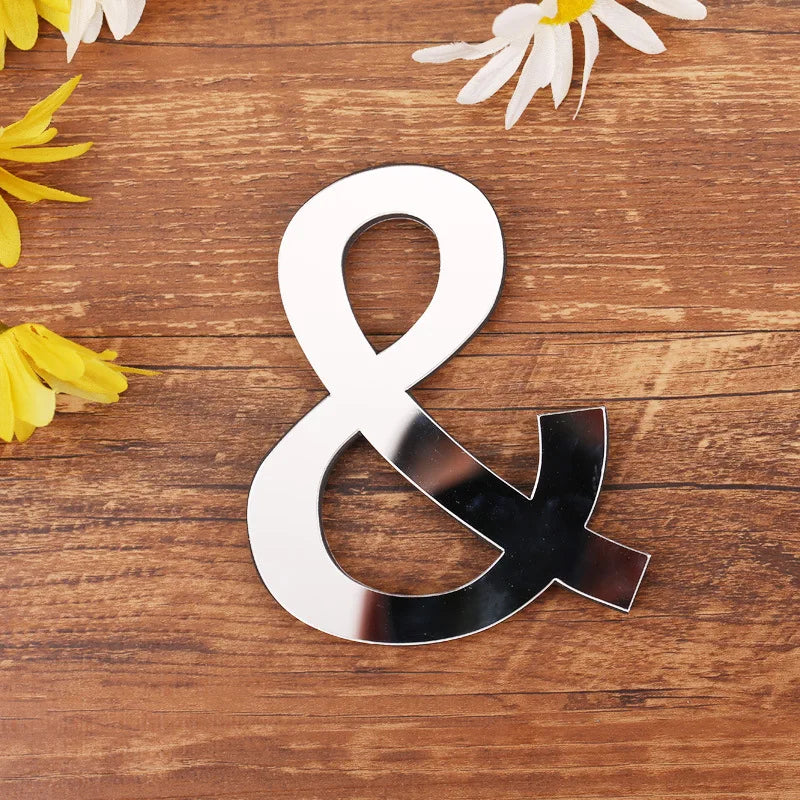 Acrylic Mirror 3D Alphabet  House Number Wall Sticker English Alphabet Sticker Decoration Wedding love letters Decorative